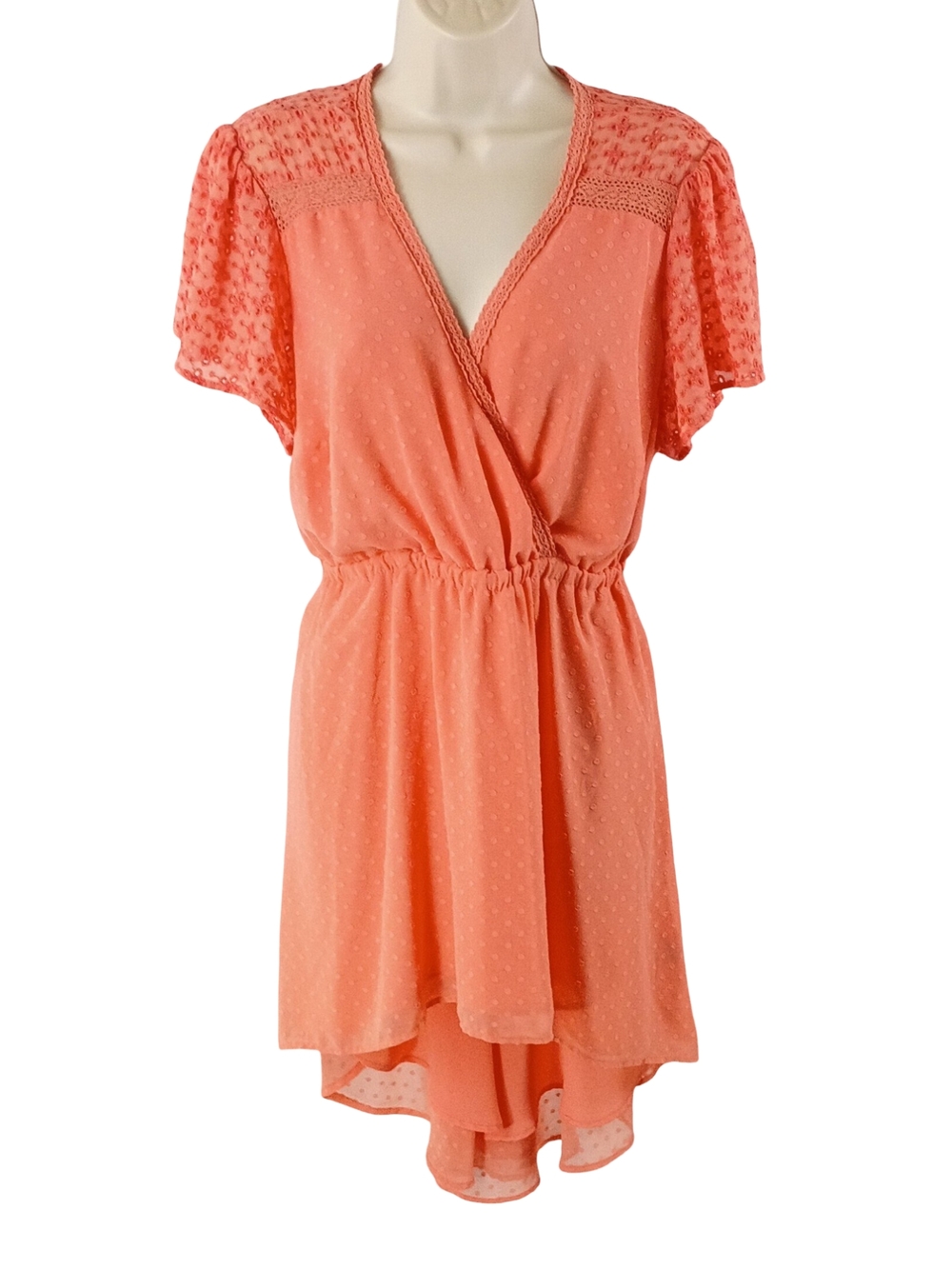 Torrid Coral High-Low Wrap Dress Size 0 Or Large